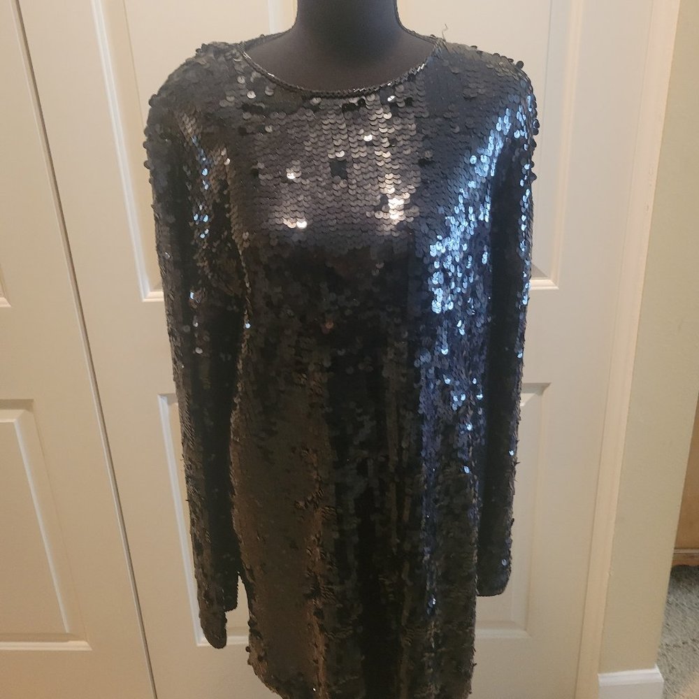 Cathy Hardwick VTG 1980's Black Sequined Top Long Sweater Size (M)